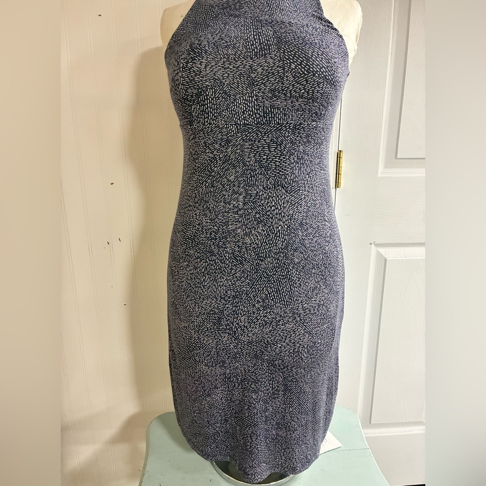 Athleta Navy Patterned Midi Dress